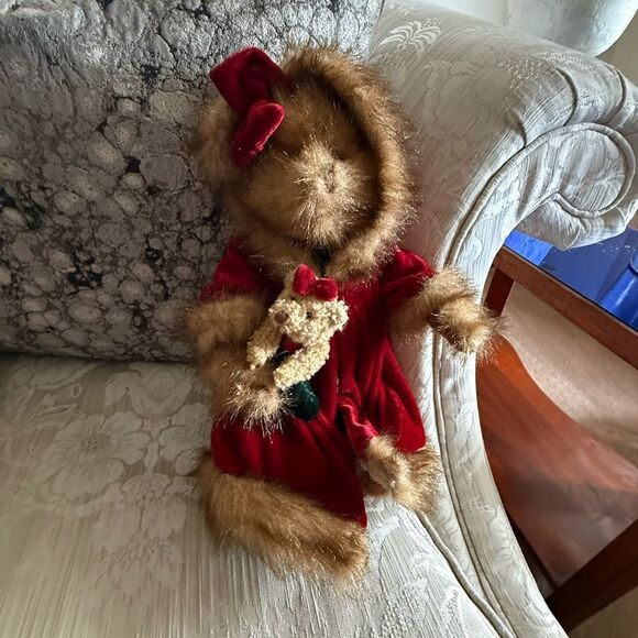 Tender Hearted Collectibles Teddy Bear with Baby Teddy Christmas Red Green - Picture 1 of 4